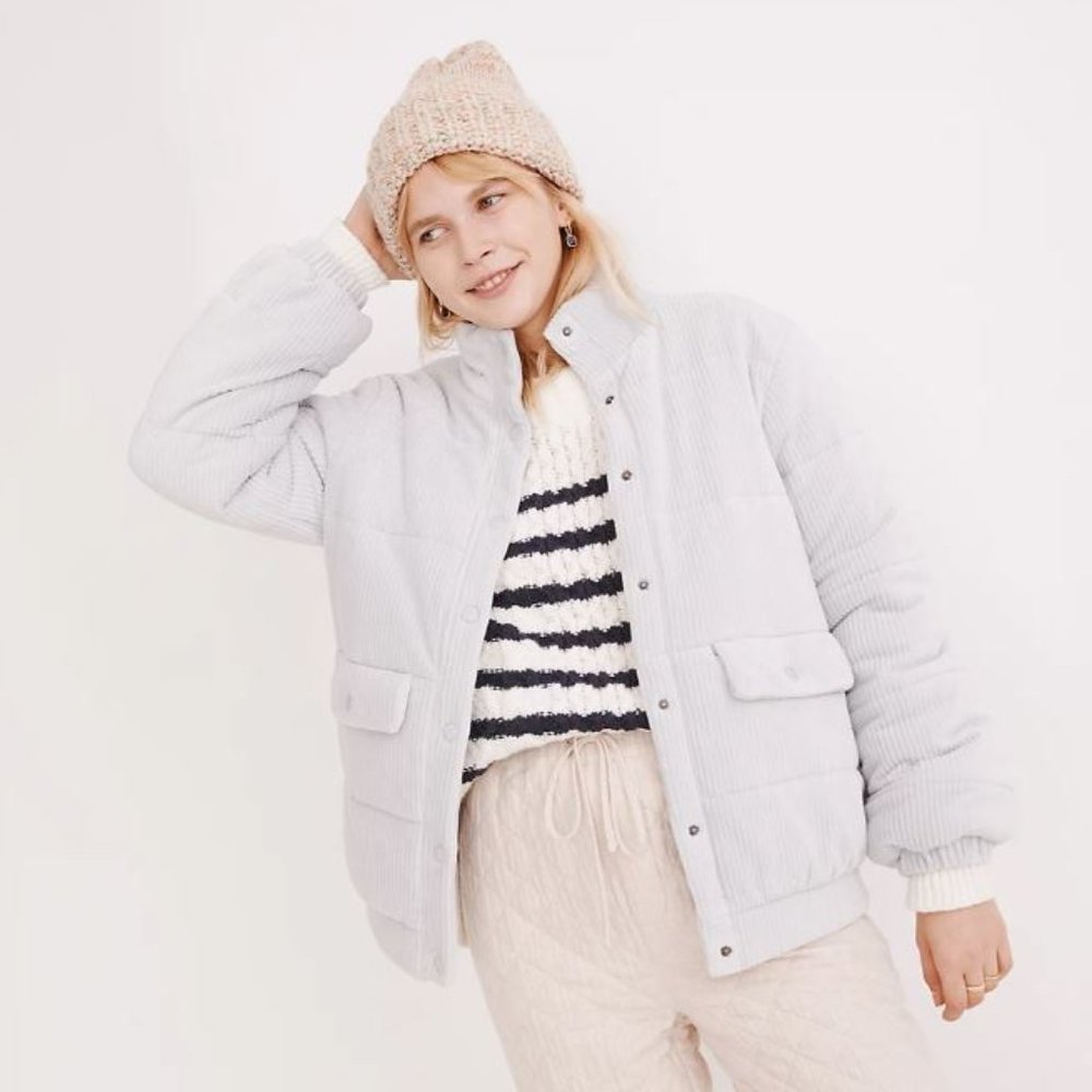 Madewell Light Blue Snap-Front Puffer - Size S